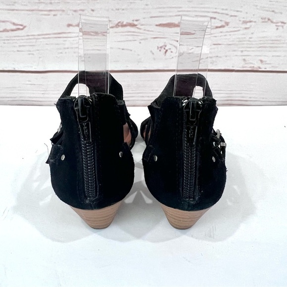 Minnetonka Strappy Leather Suede Studded Chevron Tropez Wedge Sandals - Picture 7 of 10